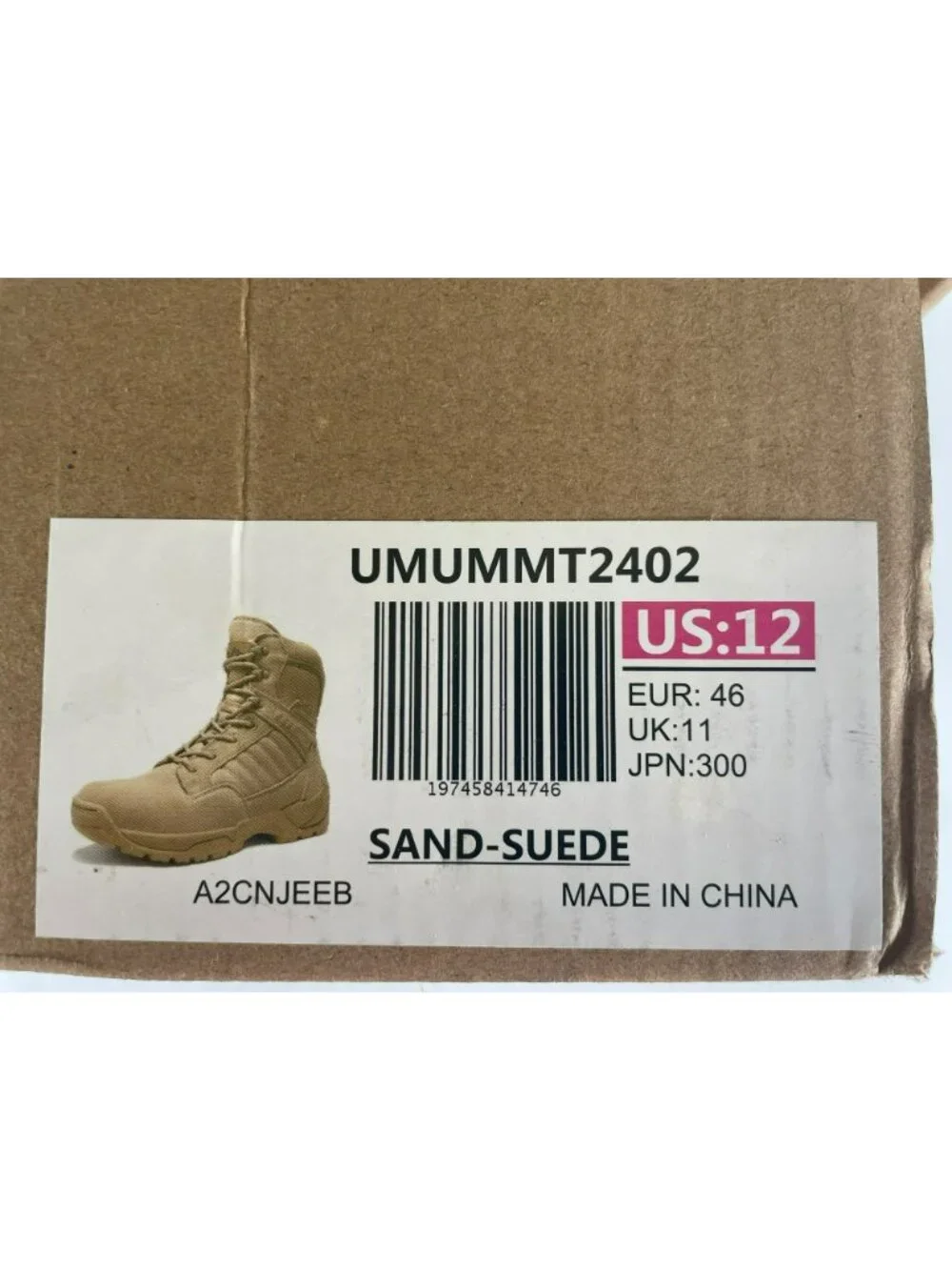 BURUDANI Military Tactical Boots Side Zip Leather Combat Boots Sand Men's Sz 12